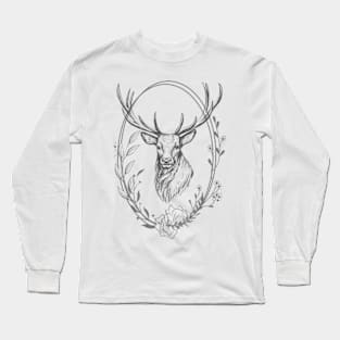 Deer Stag Antlers Hiking Mountains Alps Long Sleeve T-Shirt